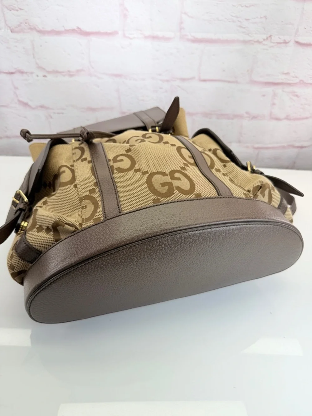 Authentic Gucci Jumbo GG Web Sherry Line Canvas Large Backpack